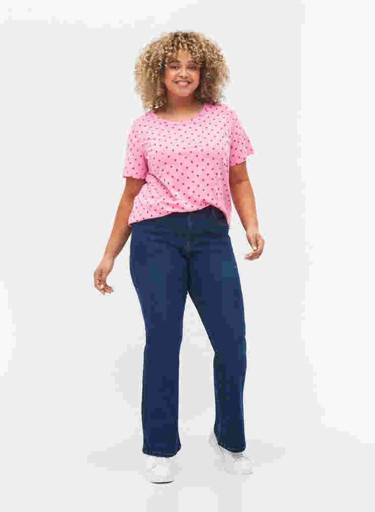 Polka dotted cotton t-shirt, Prism Pink W. Dot, Model image number 2