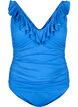 Swimsuit with ruffles and removable padding, Blue, Packshot image number 0