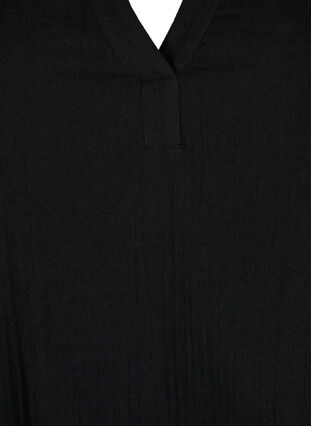 3/4 sleeve tunic in cotton, Black, Packshot image number 2