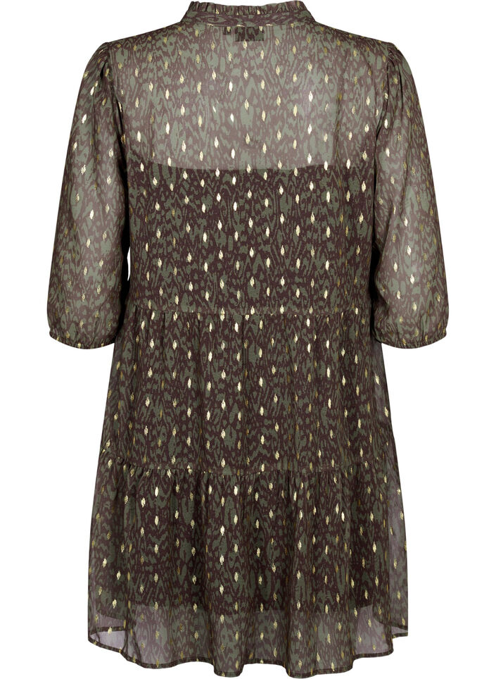 Tunic with print and lurex, Green Ethnic AOP, Packshot image number 1