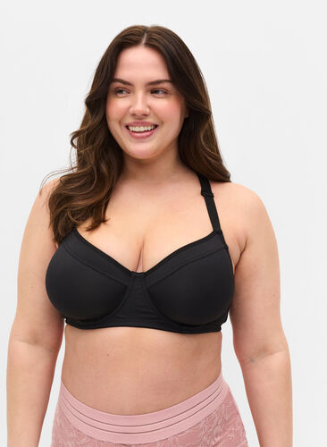 Underwired bra with back detail, Black, Model image number 0