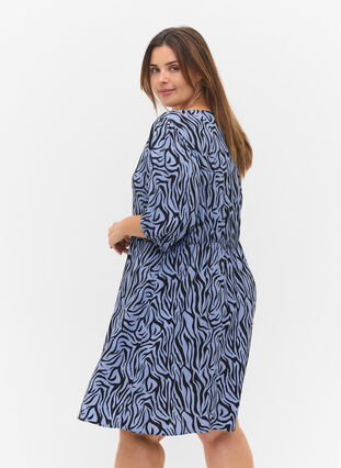 Dress with buttons and 3/4 sleeves, Blue Zebra, Model image number 1