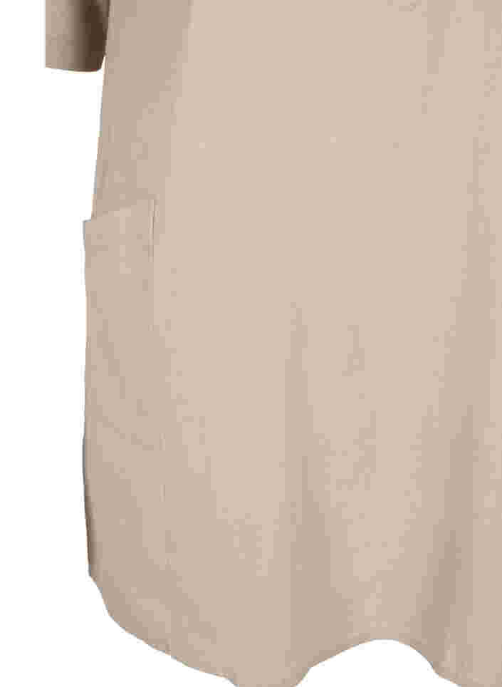 Short-sleeved cotton tunic with pockets, Simply Taupe, Packshot image number 3