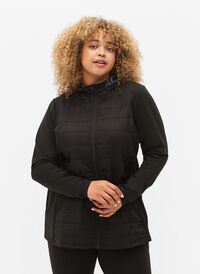 Sports cardigan with quilt and hood, Black, Model