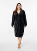 Velour dressing gown with zipper and pockets, Black, Model image number 0