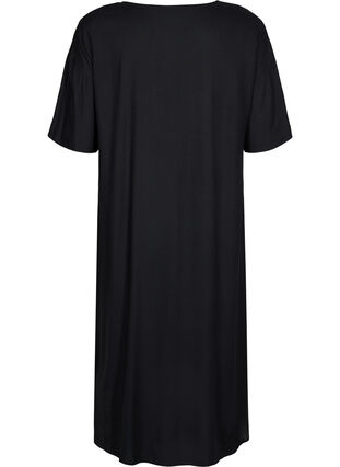Short-sleeved viscose shirt dress, Black, Packshot image number 1