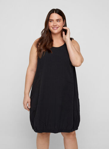 Sleeveless cotton dress, Black, Model image number 0