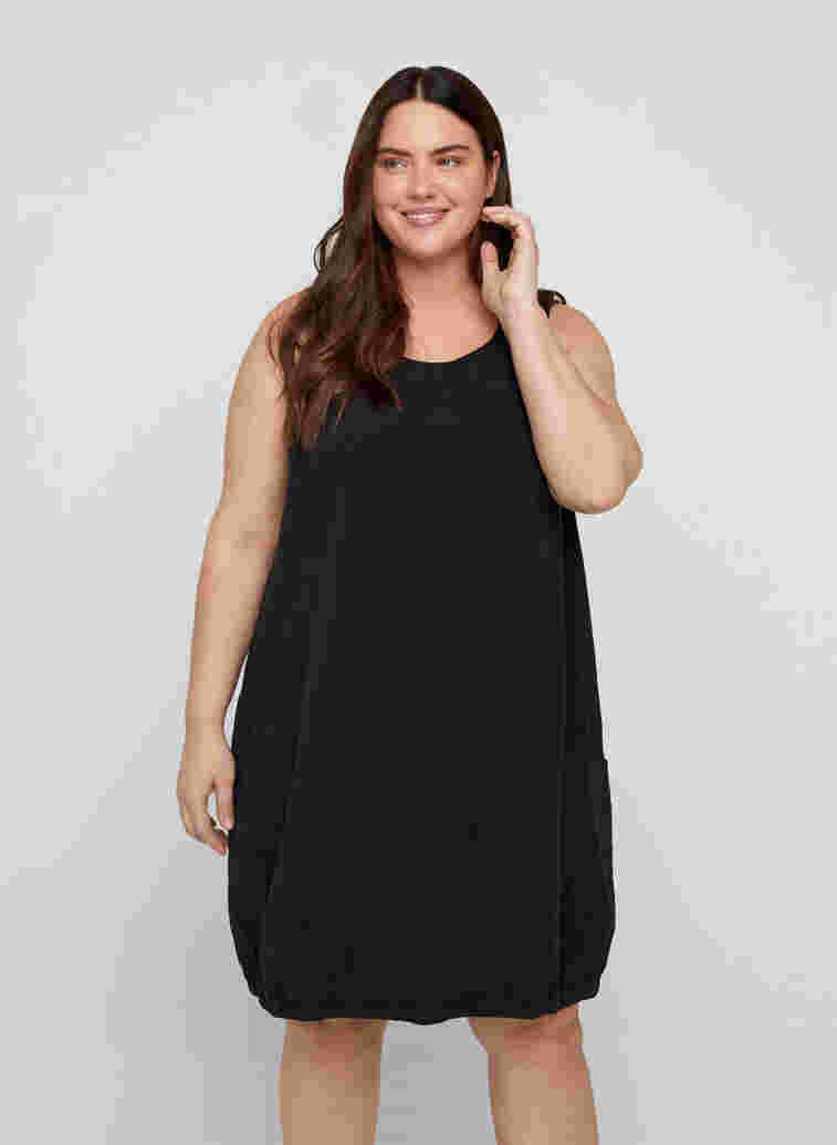 Sleeveless cotton dress, Black, Model image number 0