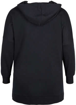 Sweatshirt with hood and contrasting string details, Black, Packshot image number 1