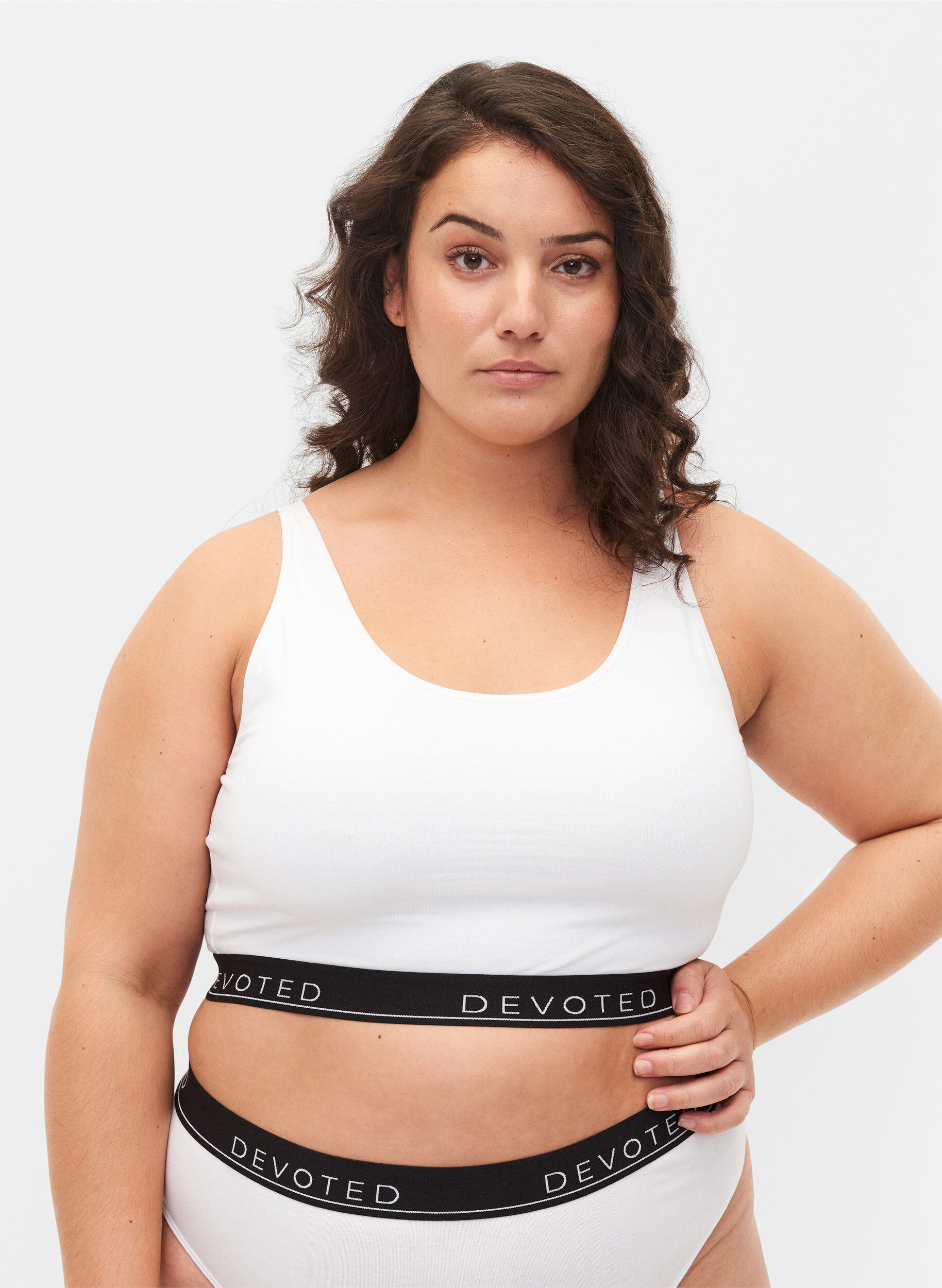 Zizzifashion Cotton bra with adjustable straps, White, Model image number 0