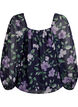 Chiffon blouse with floral print and long sleeves, Blue, Packshot image number 1