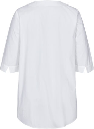 Cotton tunic with large collar, Bright White, Packshot image number 1