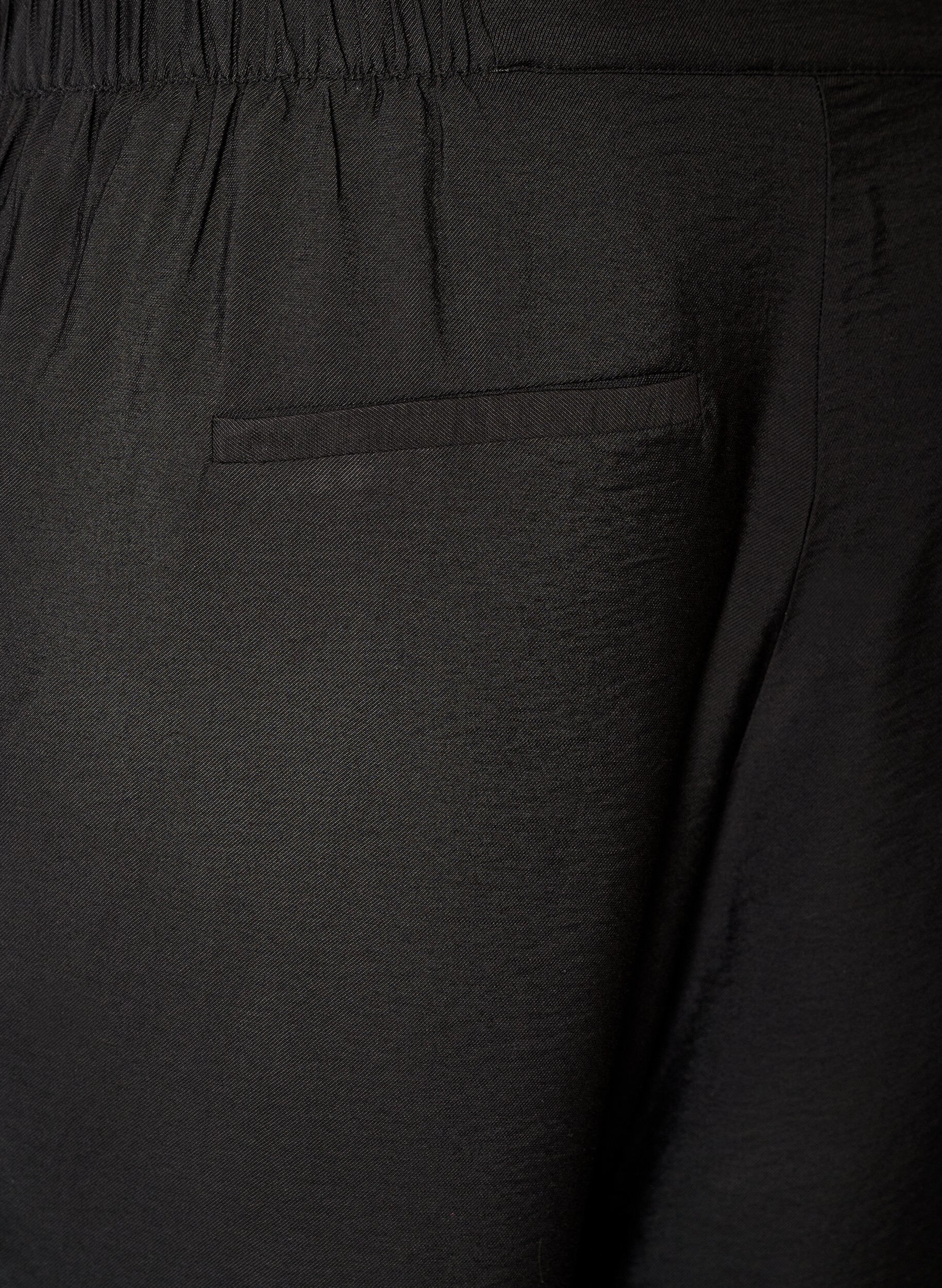 ZizzifashionViscose trousers with an elasticated waist and straight legs, Black, Packshot image number 3
