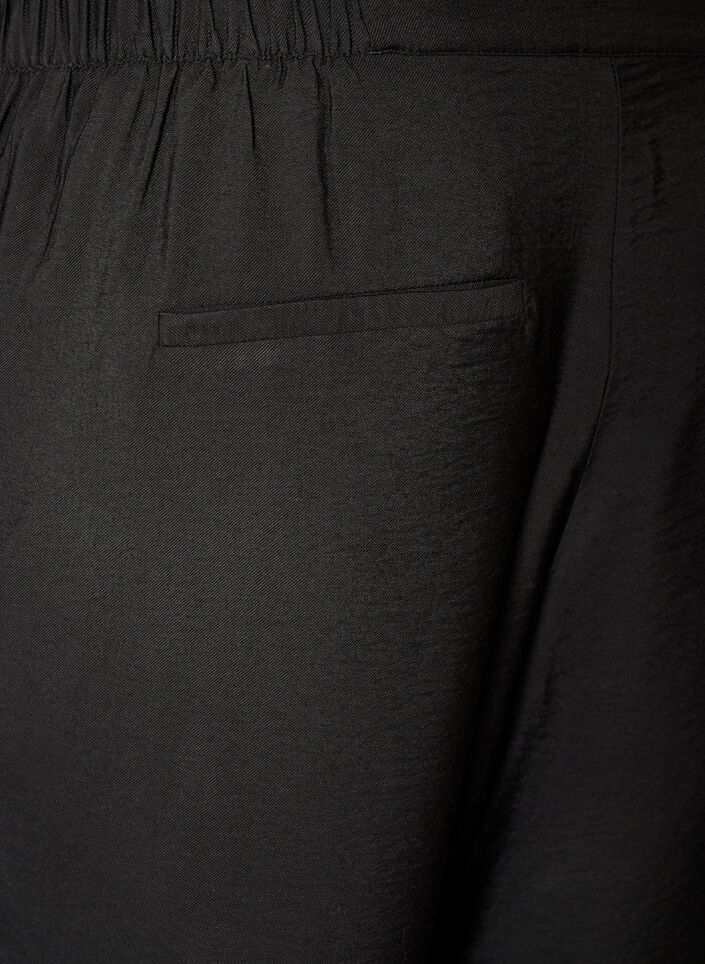 Viscose trousers with an elasticated waist and straight legs, Black, Packshot image number 3