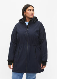 Softshell jacket with detachable hood, Night Sky, Model