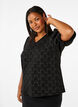 Short-sleeved jacquard blouse with bows, Black W. Bow, Model image number 0
