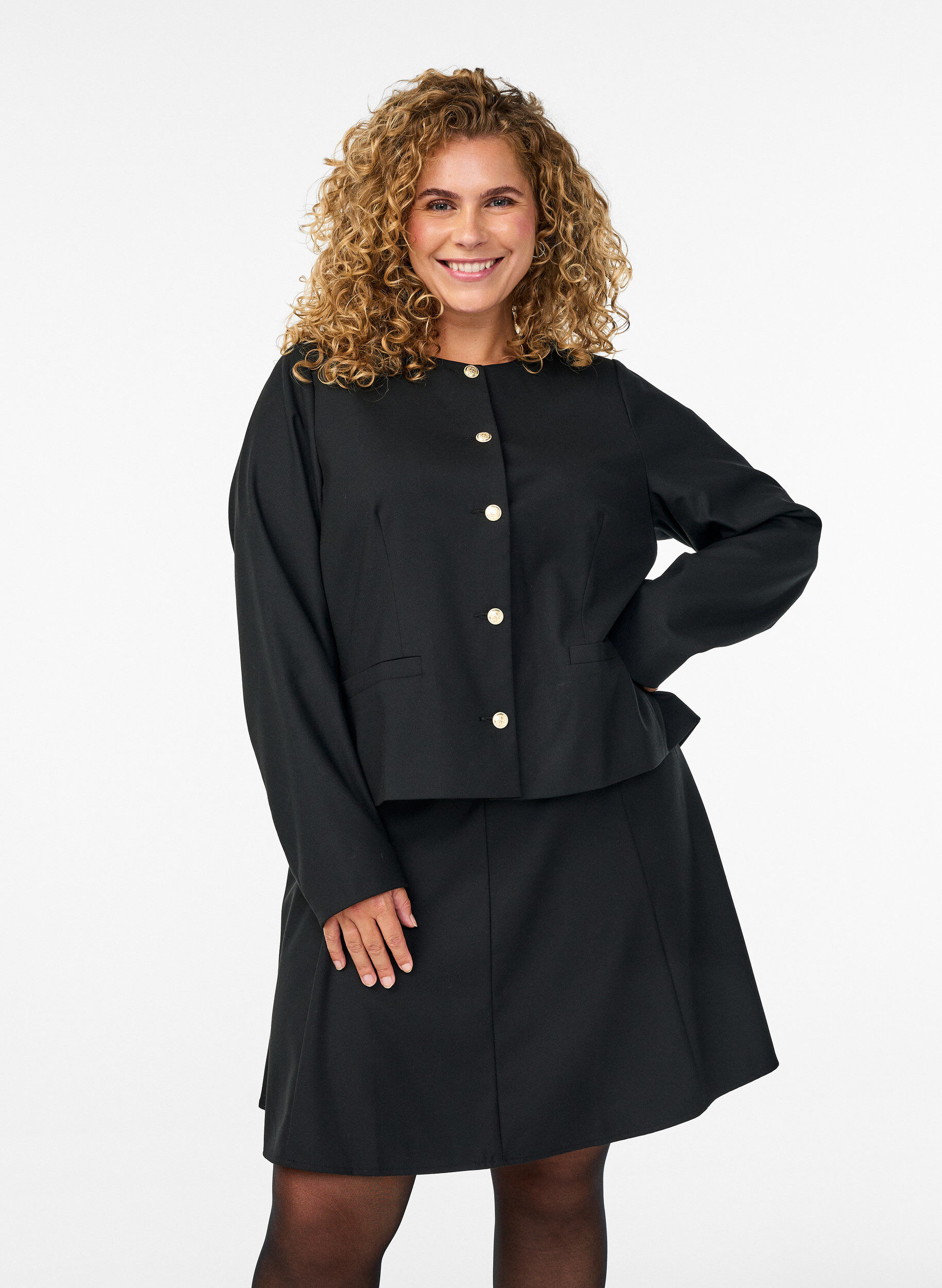 ZizzifashionShort A-line skirt, Black, Model image number 0