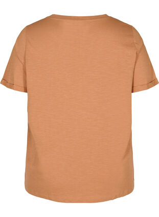 Cotton t-shirt with short sleeves, Pecan Brown, Packshot image number 1