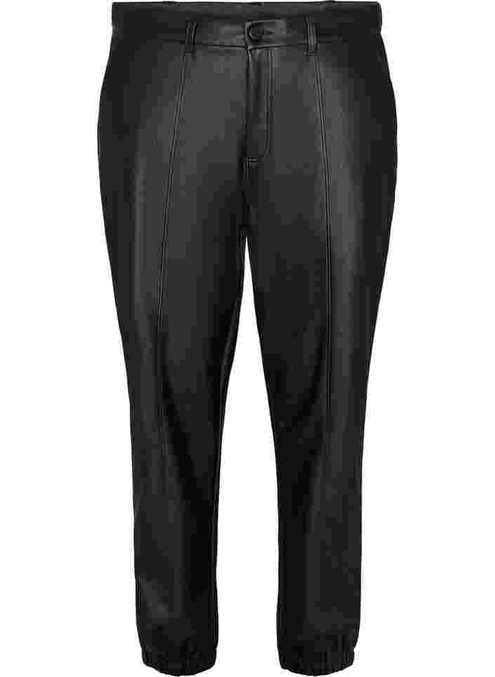Trousers in faux leather, Black, Packshot image number 0