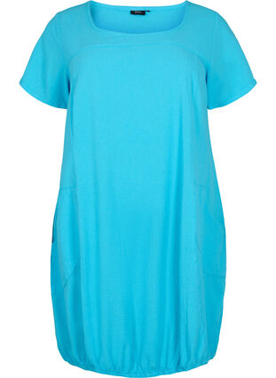 Short sleeve cotton dress, Blue Atoll, Packshot image number 0