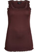 Tank top with lace trim and eyelet embroidery, Brown, Packshot image number 0