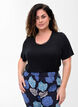 Short-sleeved pyjama top in viscose, Black, Model image number 0