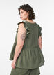 Sleeveless cotton muslin blouse with ruffles, Green, Model image number 2