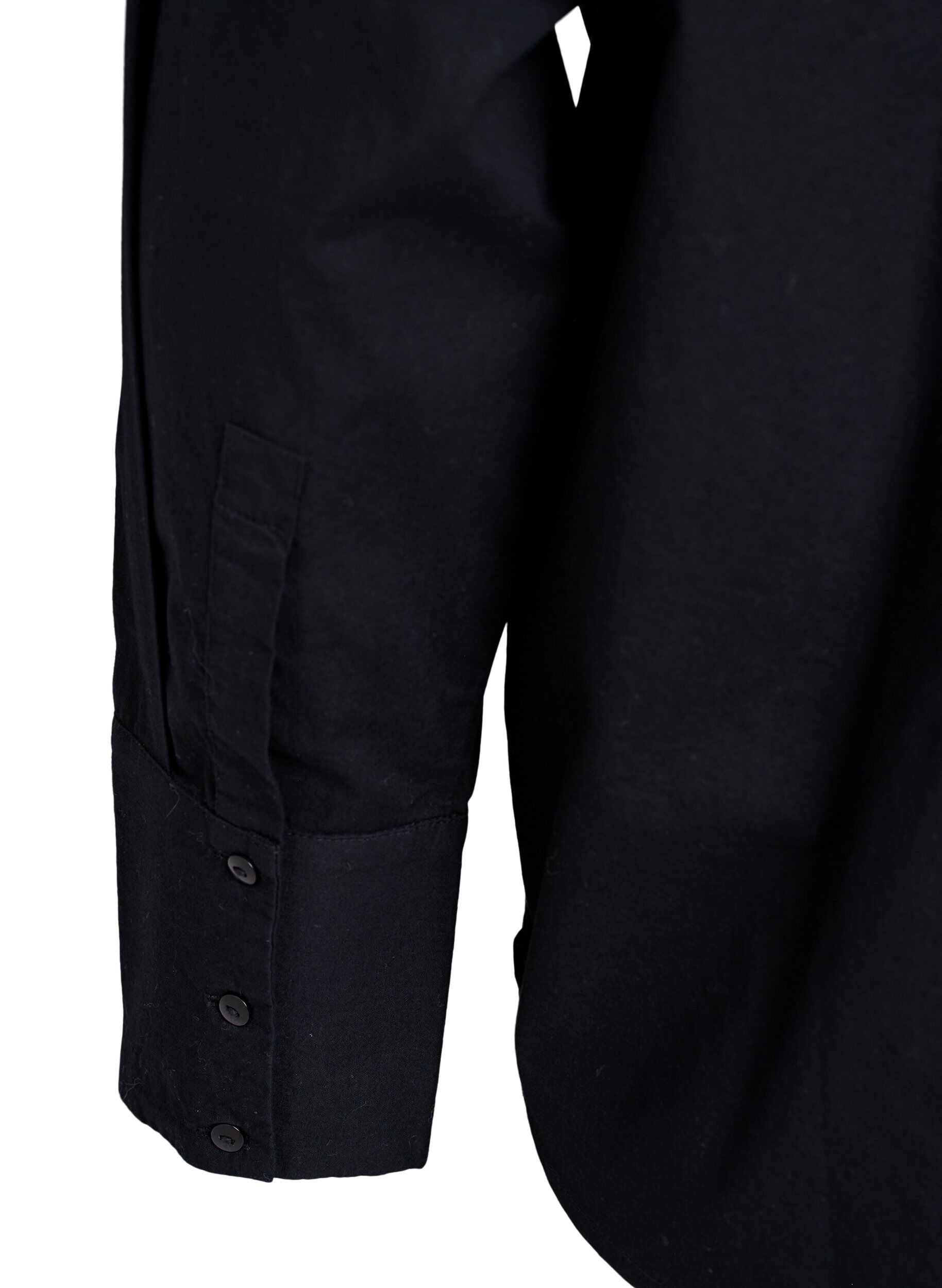 Zizzifashion Cotton shirt with tone-on-tone floral embroidery, Black, Packshot image number 4