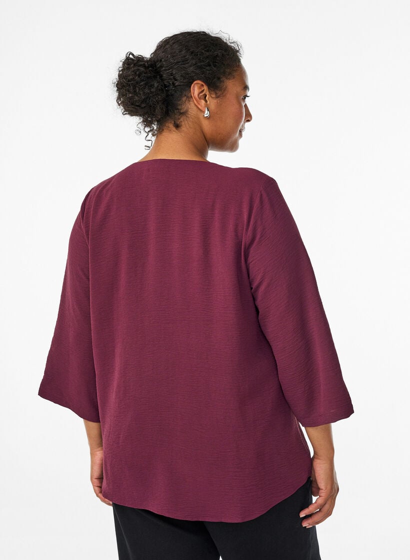 FLASH - Blouse with 3/4 sleeves, Dark Bordeaux, Model image number 2