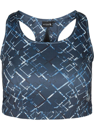 Printed sports bra with mesh, Sqaure Print, Packshot image number 0