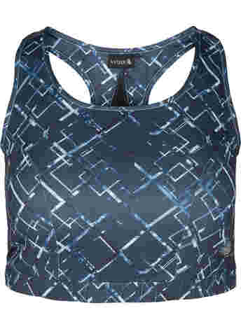 Printed sports bra with mesh