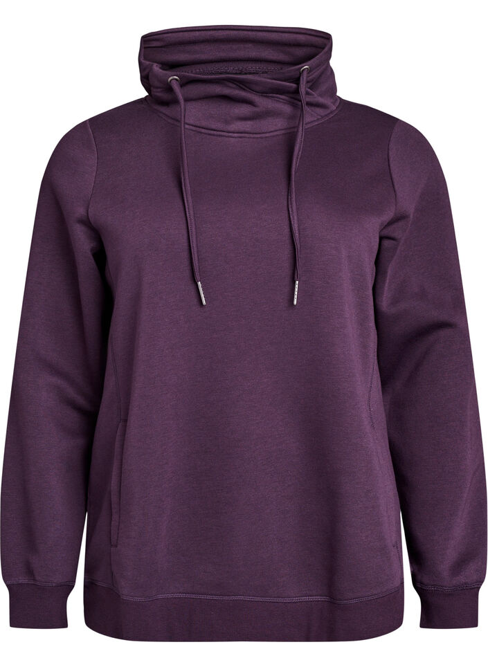 FLASH - Sweatshirt with high collar and pockets, Purple, Packshot image number 0