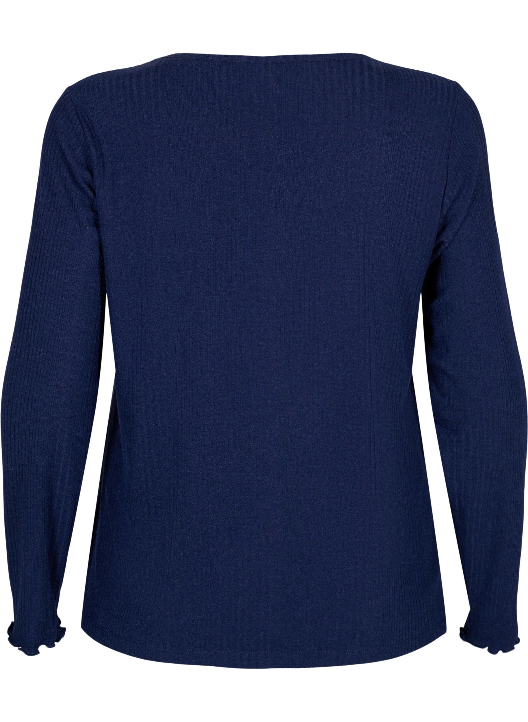 Zizzifashion Long sleeve blouse with striped pattern, Night Sky Mel., Packshot image number 1