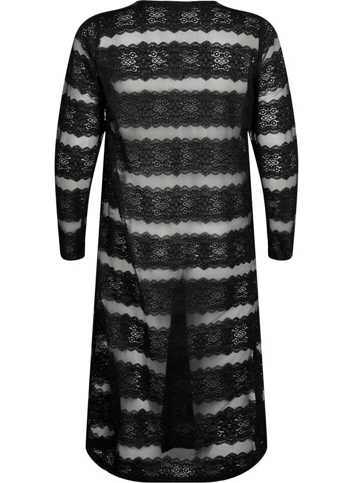 Midi dress with lace and sheer mesh, Black, Packshot image number 1