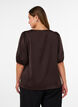 Satin blouse with bows and elbow-length sleeves, Brown, Model image number 2