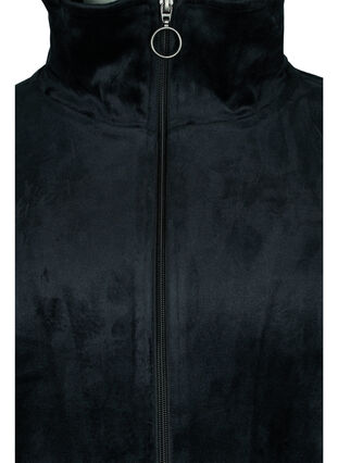Velour bathrobe with zipper, Black, Packshot image number 2
