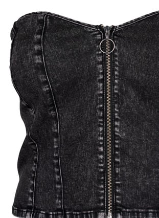 Denim corsage with a zipper, Black, Packshot image number 2