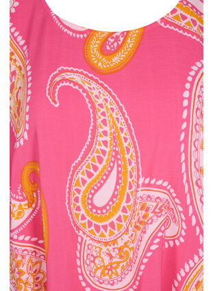 Printed short-sleeved viscose blouse, Pink Paisley, Packshot image number 2