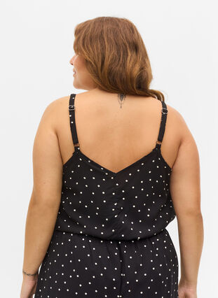Spotted viscose night top with lace, Angora Dot, Model image number 1