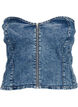 Denim corset top with zip, Blue denim, Packshot image number 0