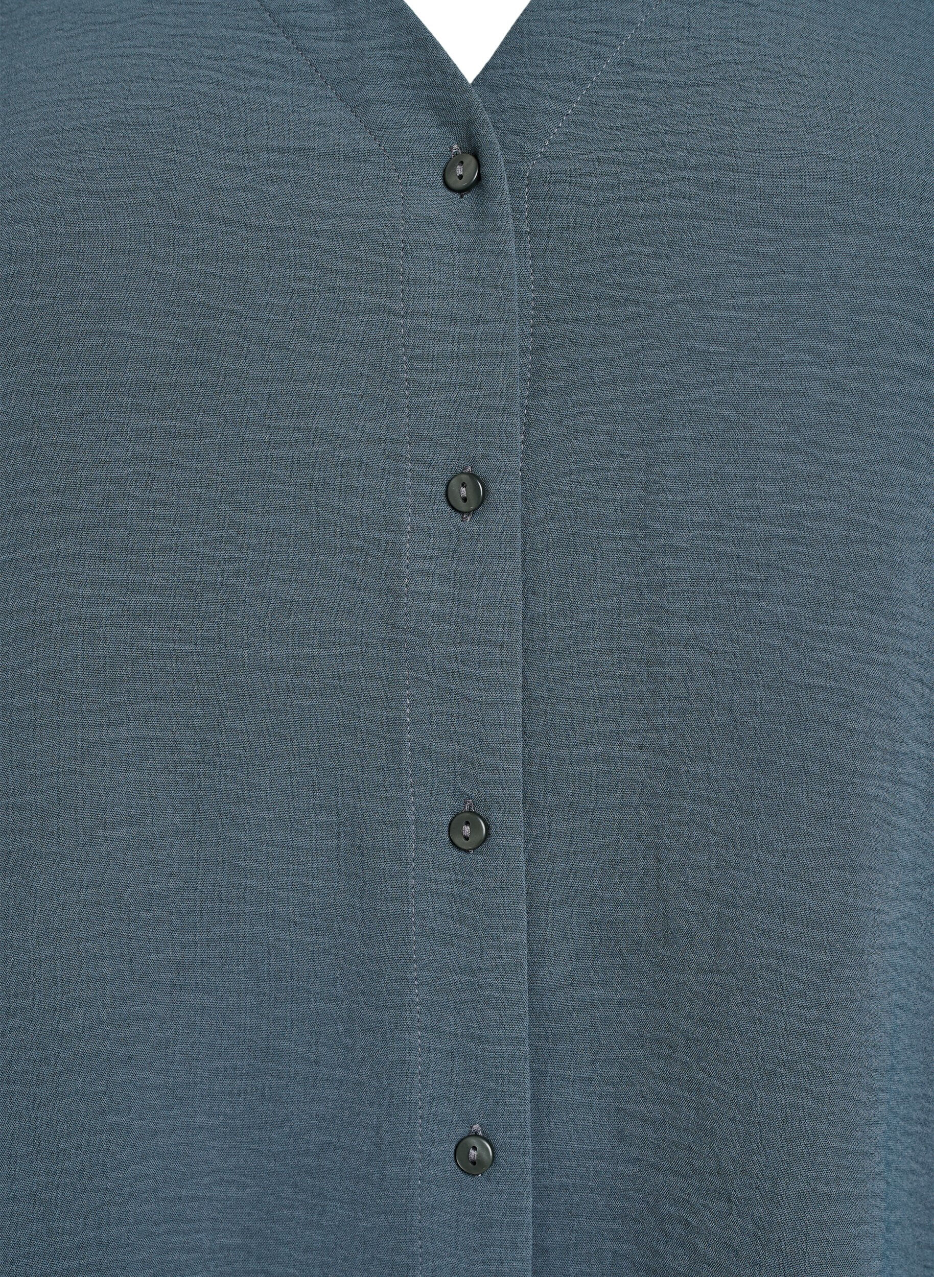 Zizzifashion Shirt Blouse with V-Neck and 3/4 Sleeves, Green, Packshot image number 2