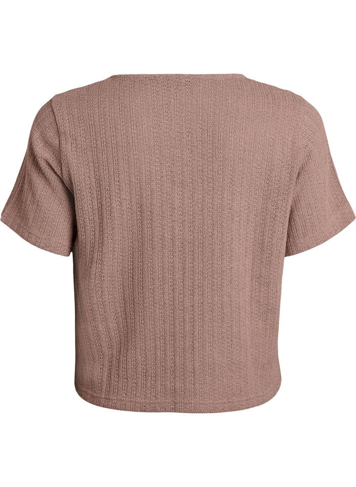 Jersey cardigan with short sleeves, Brown, Packshot image number 1