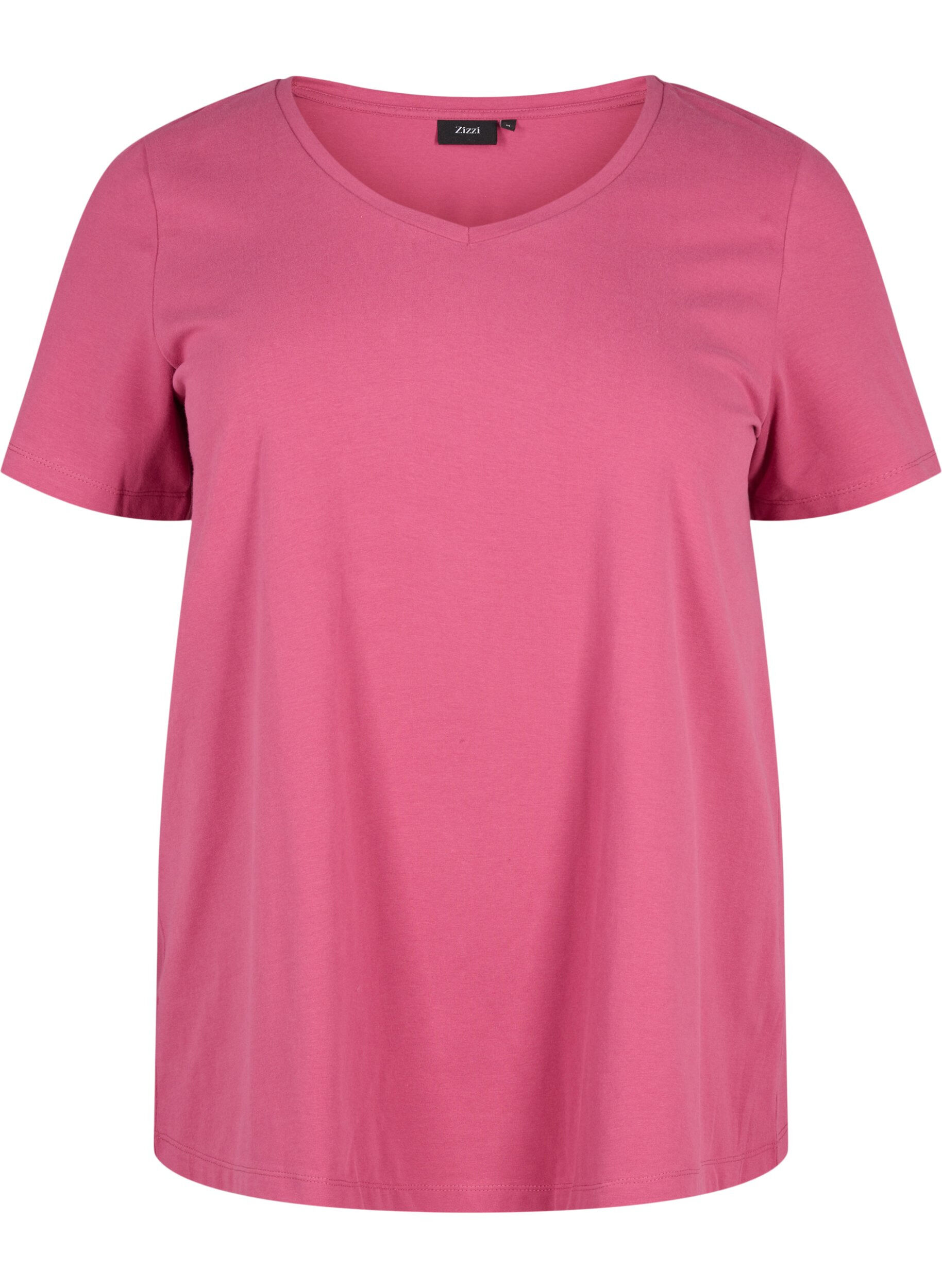 ZizzifashionSolid-coloured basic cotton T-shirt, Red, Packshot image number 0