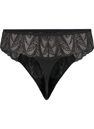 G-string briefs with lace and a regular waist, Black, Packshot image number 1