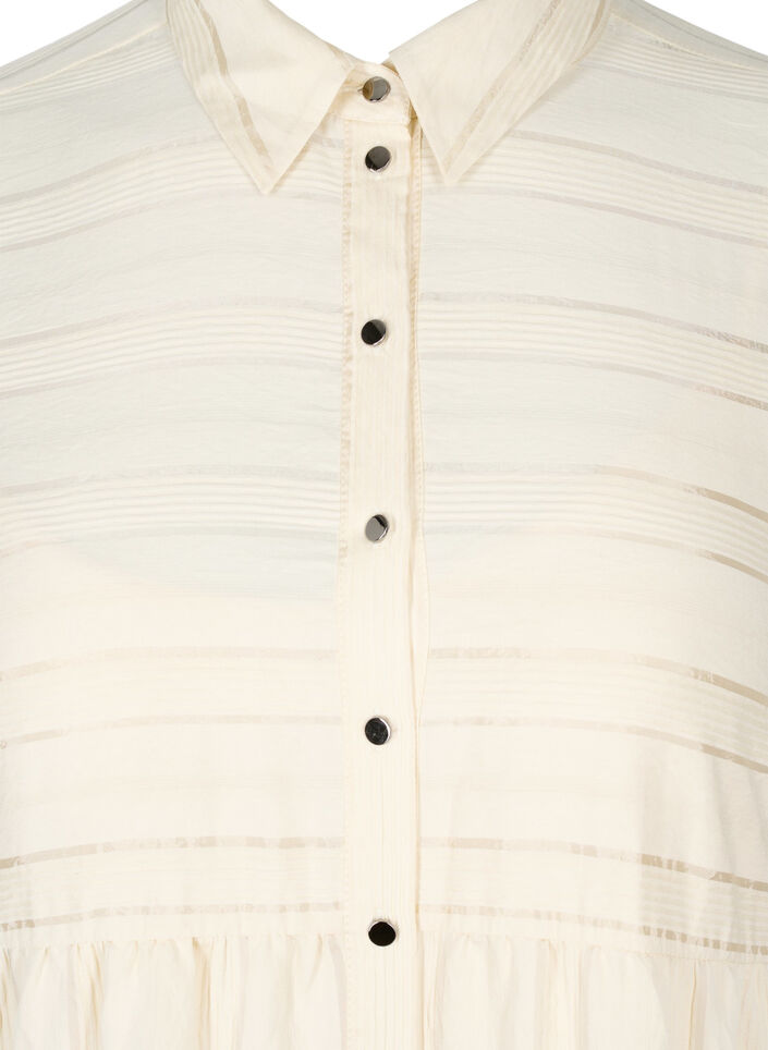 Patterned viscose tunic with buttons and long sleeves, Fog, Packshot image number 2