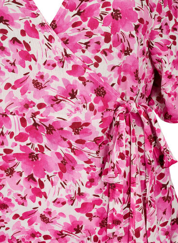 Viscose blouse with wrap, Pink Flower Rain, Packshot image number 2