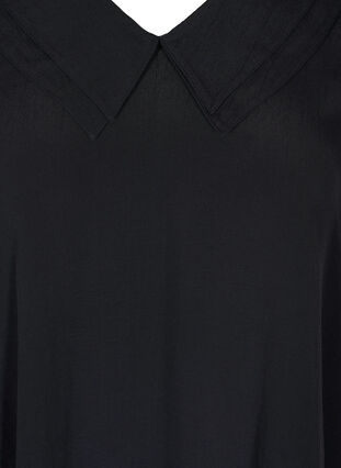 Viscose tunic with v-neckline and collar, Black, Packshot image number 2