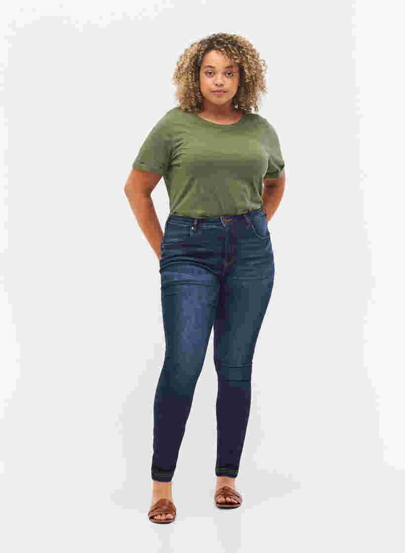 Super slim Amy jeans with high waist, Dark blue, Model image number 2