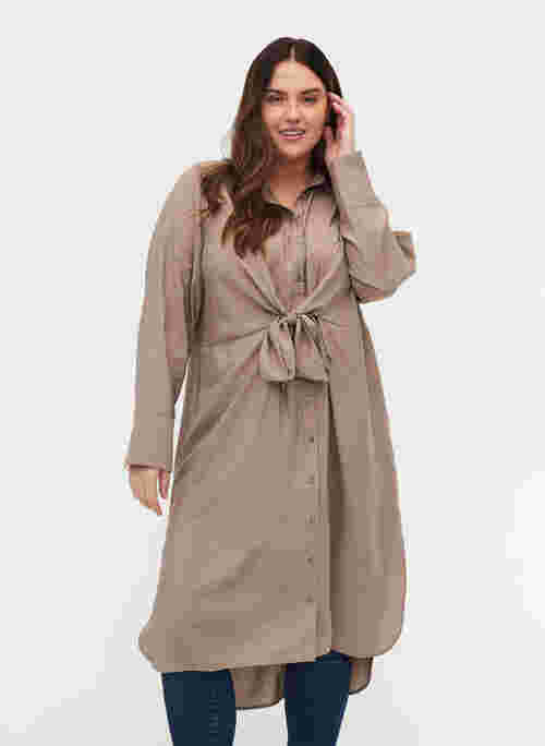Shirt dress with binding detail and slit