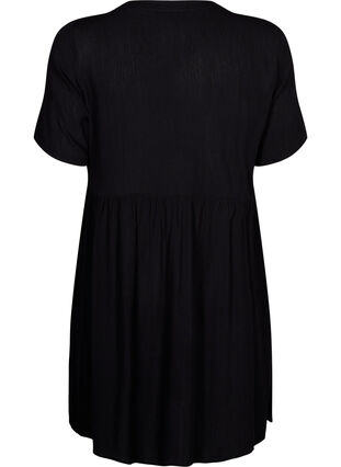 A-line viscose dress with short sleeves, Black, Packshot image number 1